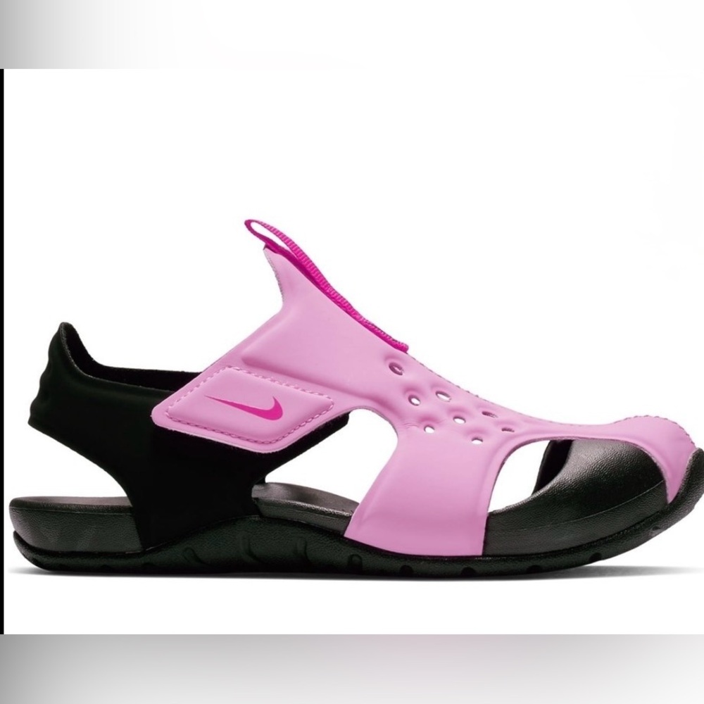 Nike Black and Pink Sandals